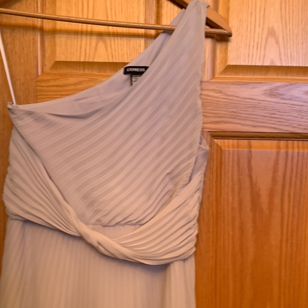Express One-Shoulder Dress in Soft Beige